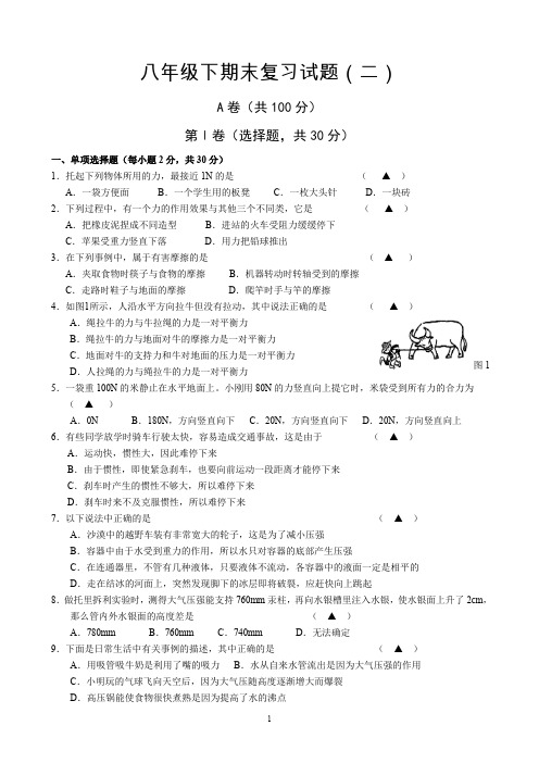 八年级下期末复习试题(二).doc