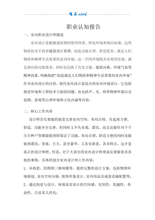 职业认知报告