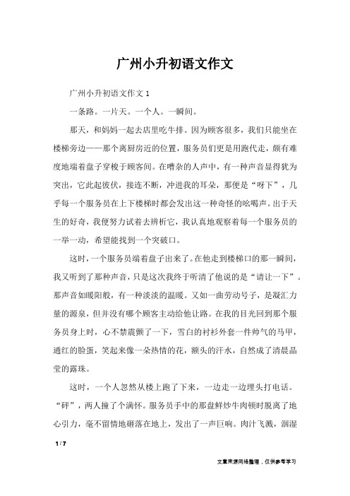 广州小升初语文作文_小学作文