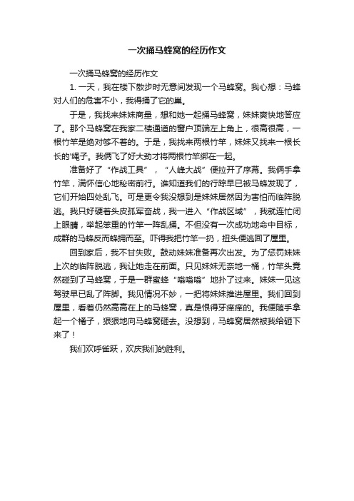 一次捅马蜂窝的经历作文