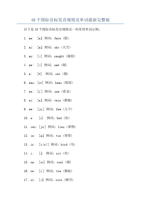 48个国际音标发音规则及单词最新完整版