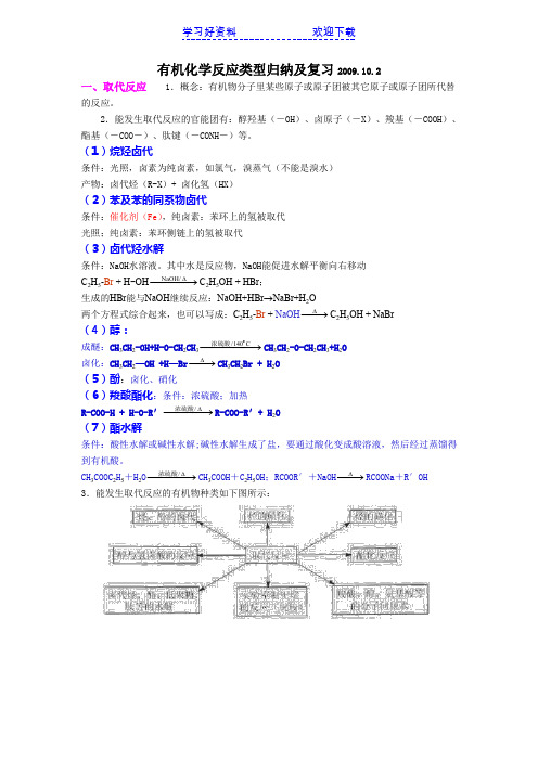 有机化学反应类型归纳及复习