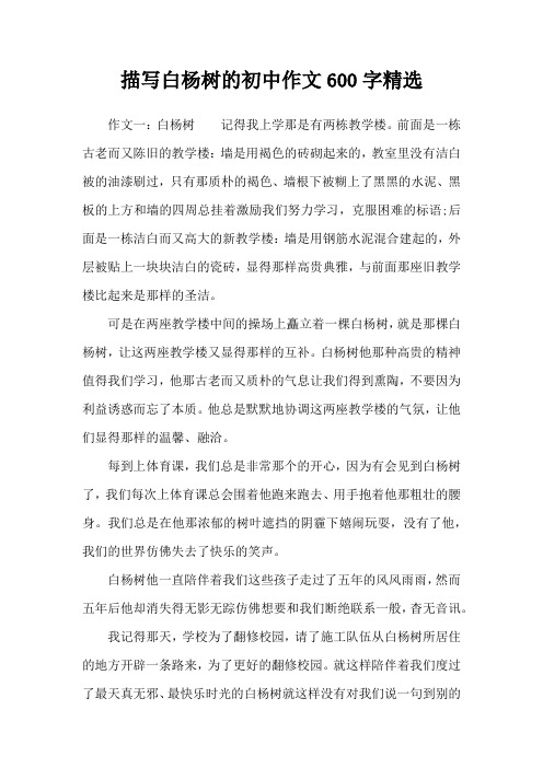 描写白杨树的初中作文600字精选