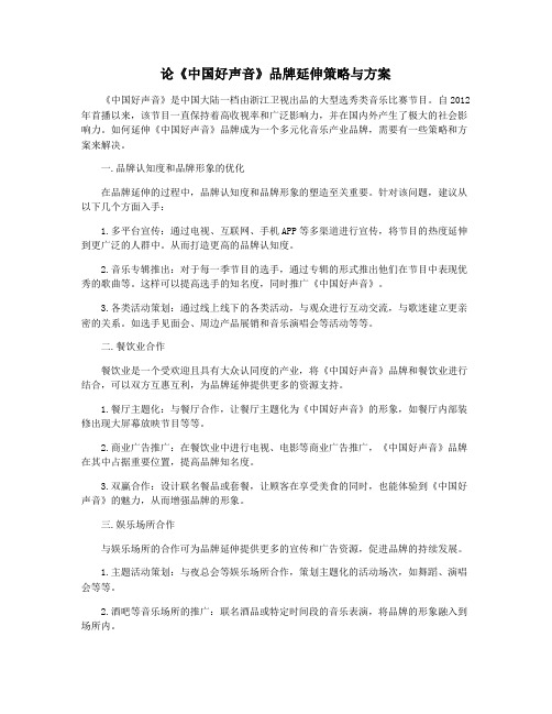 论《中国好声音》品牌延伸策略与方案