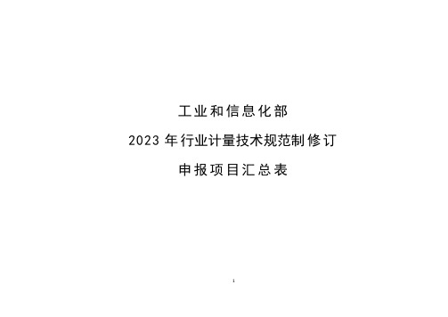 《甲硫醇气体检测报警器校准规范》等127项行业计量技术规范计划项目汇总表