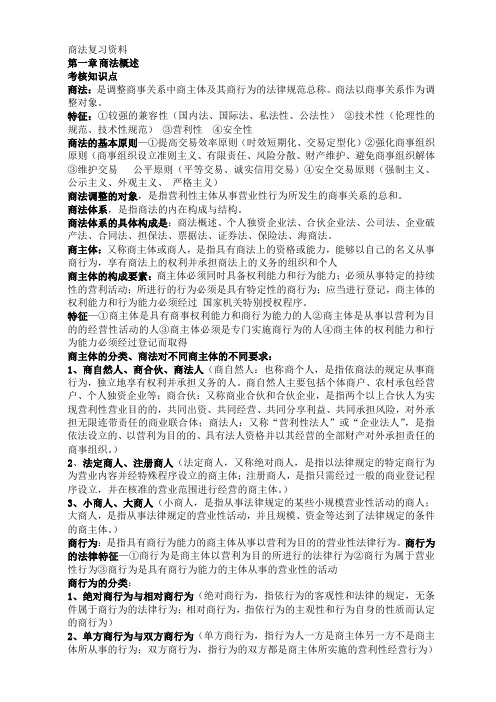 商法复习资料整理