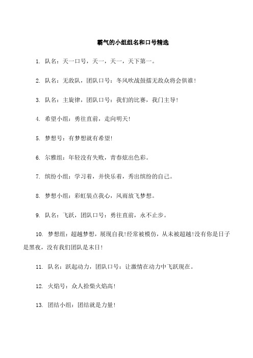 霸气的小组组名和口号