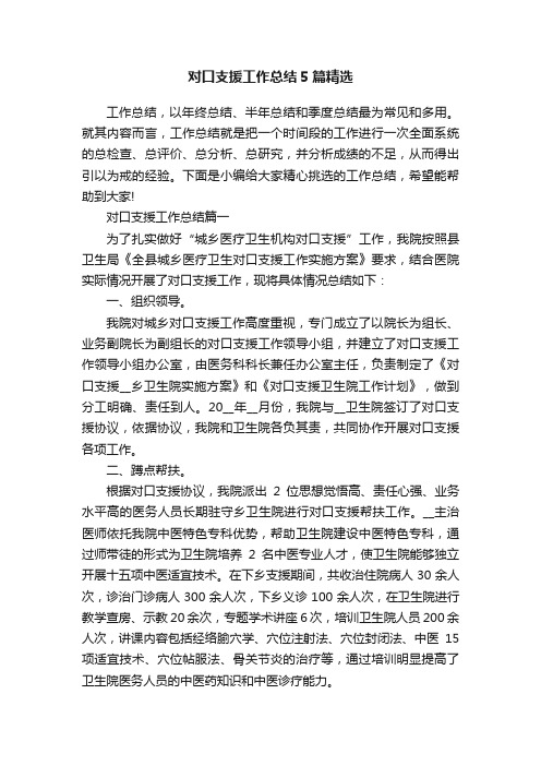 对口支援工作总结5篇精选