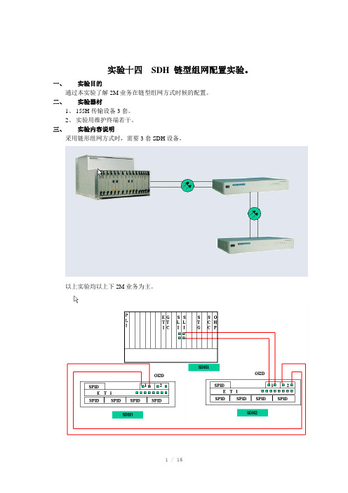 实验十四SDH链型组网配置实验