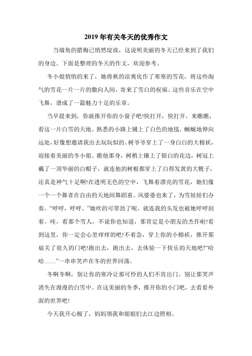 2019年有关冬天的优秀作文.doc