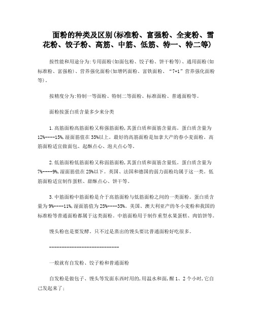 面粉的种类及区别