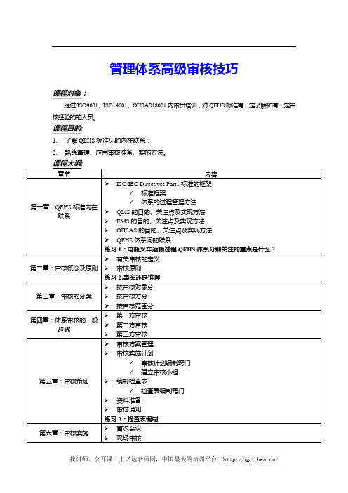 管理体系高级审核技巧