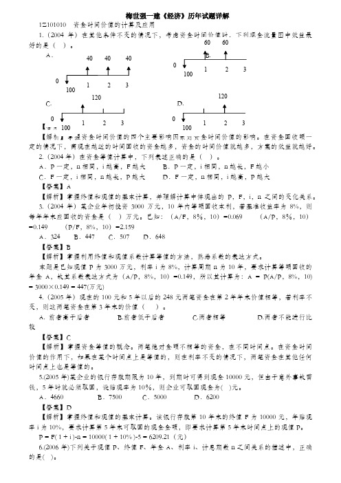 梅世强一级建造师考试《工程经济》历年试题详解