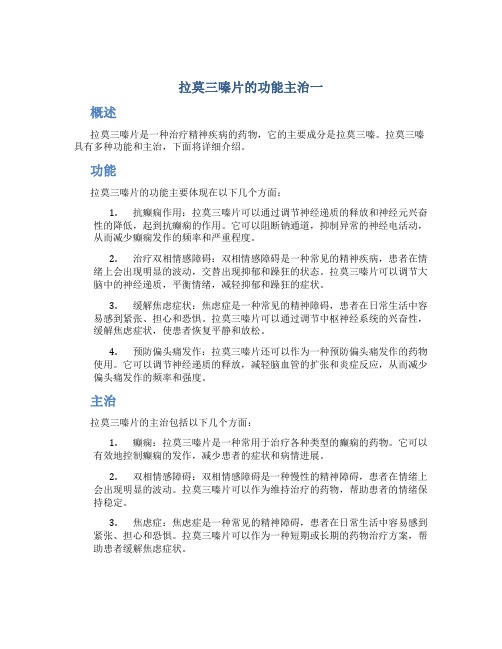 拉莫三嗪片的功能主治一