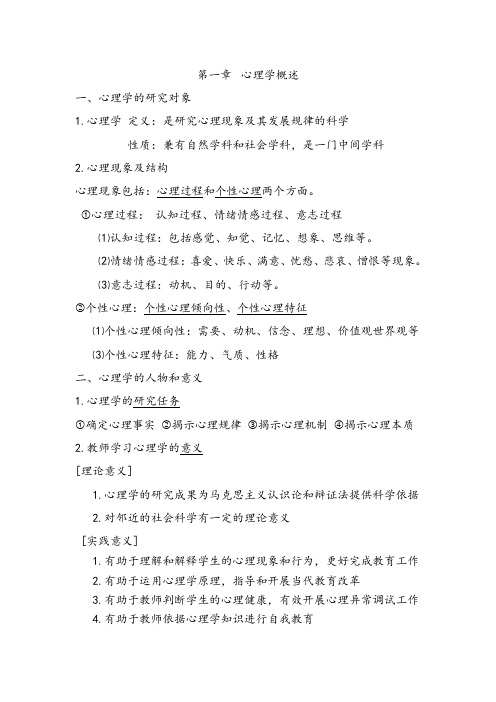 山香版心理学知识点汇总教师招聘