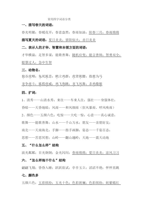 常用四字词语分类
