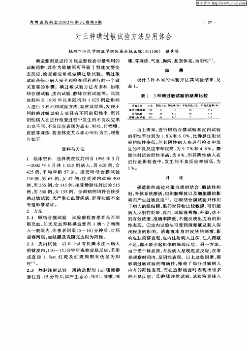 对三种碘过敏试验方法应用体会