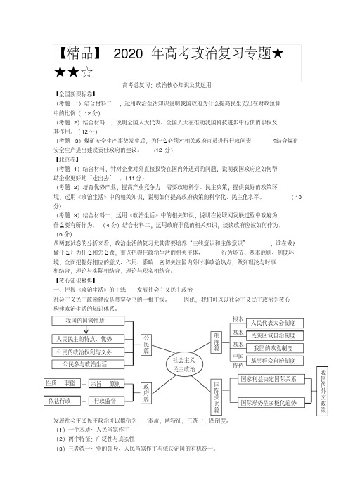 高考政治复习专题★★★☆政治核心知识以及运用知识讲解(2020年最新)