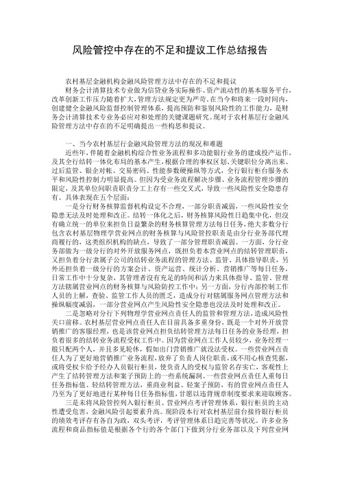 风险管控中存在的不足和提议工作总结报告