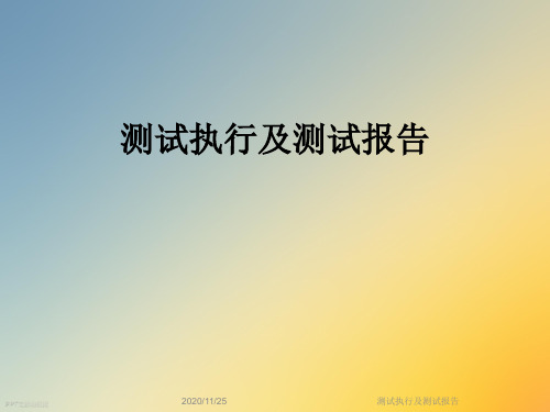 测试执行及测试报告