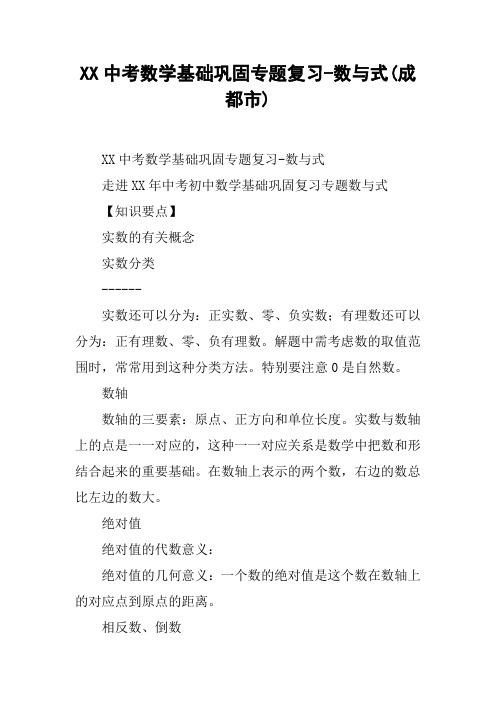 XX中考数学基础巩固专题复习-数与式(成都市)