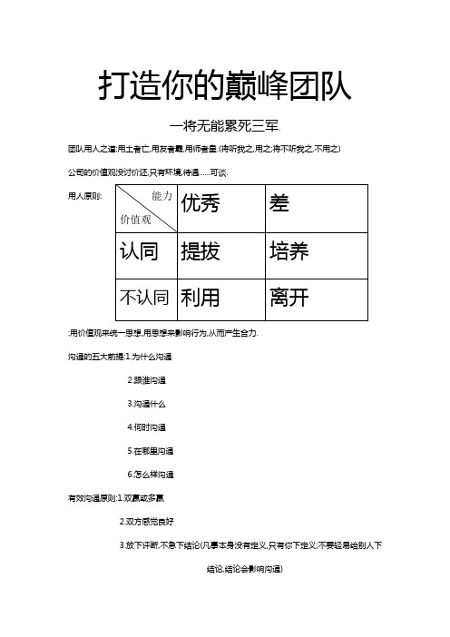 打造你的巅峰团队