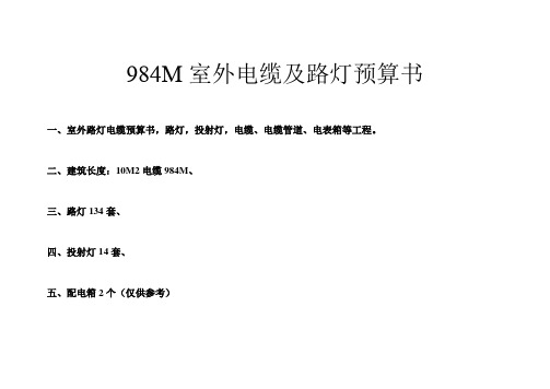 室外路灯及电缆预算书