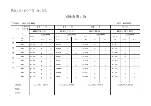 沉降观测记录表格