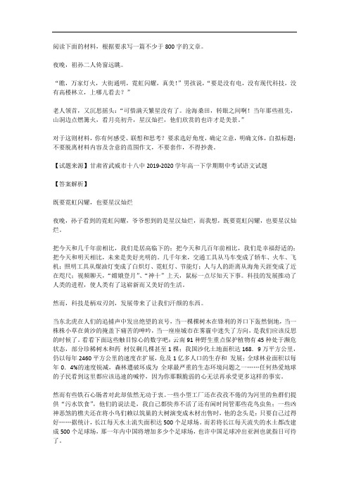 高考语文满分作文范例及解析--既要霓虹闪耀,也要星汉灿烂