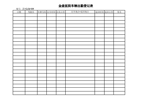 金盘医院车辆出勤登记表