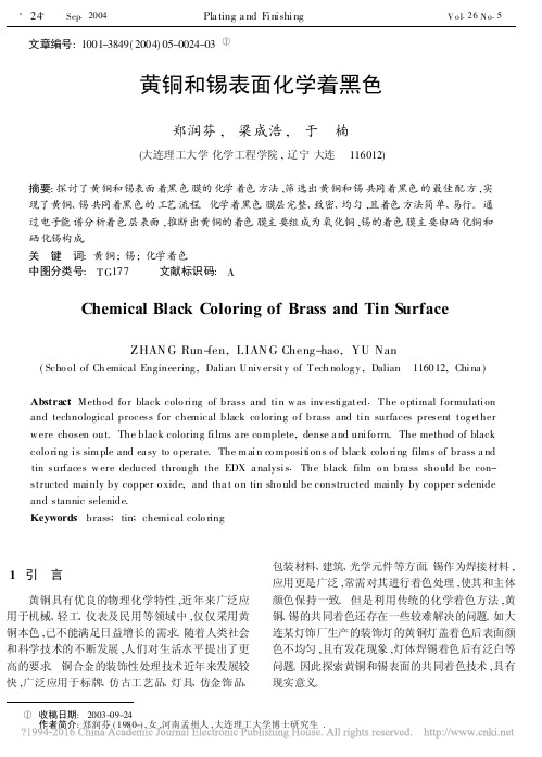 黄铜和锡表面化学着黑色_郑润芬