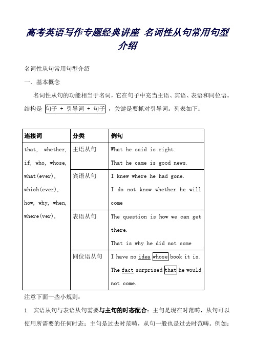 高考英语写作专题经典讲座 名词性从句常用句型介绍