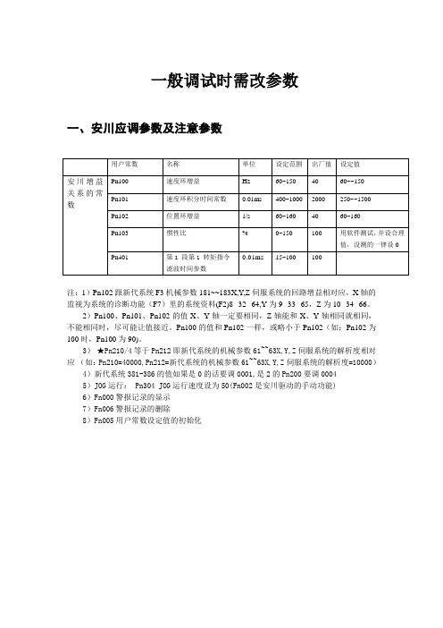 新代-安川一般调试时需改参数