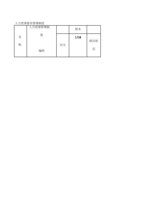 人力资源基本管理制度