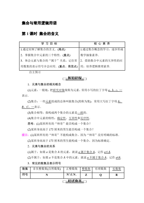 高中数学新教材必修一第一章导学案