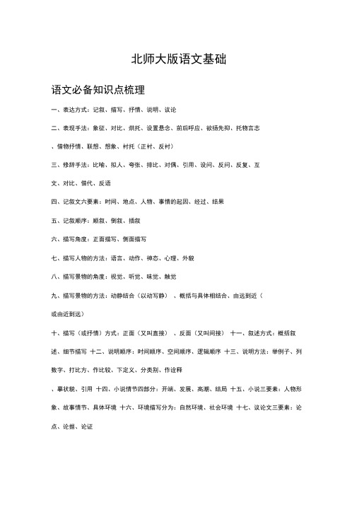 北师大版小学语文必备知识点梳理