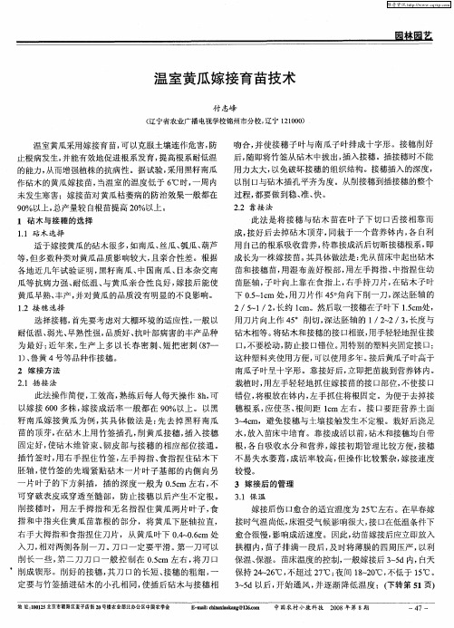 温室黄瓜嫁接育苗技术