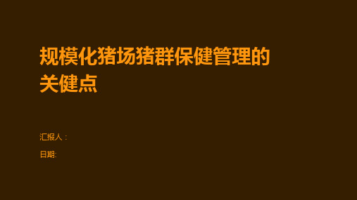 规模化猪场猪群保健管理的关健点