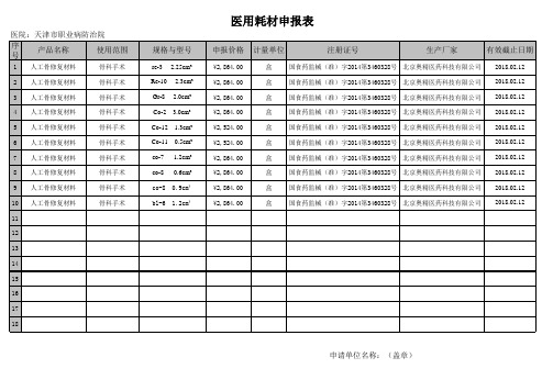 耗材报价单