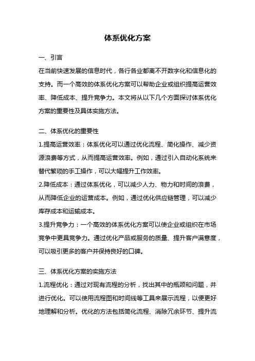 体系优化方案
