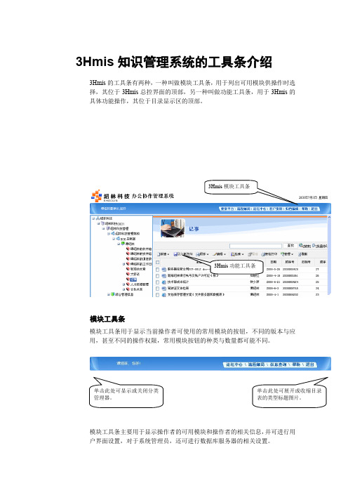 3Hmis知识管理系统的工具条介绍