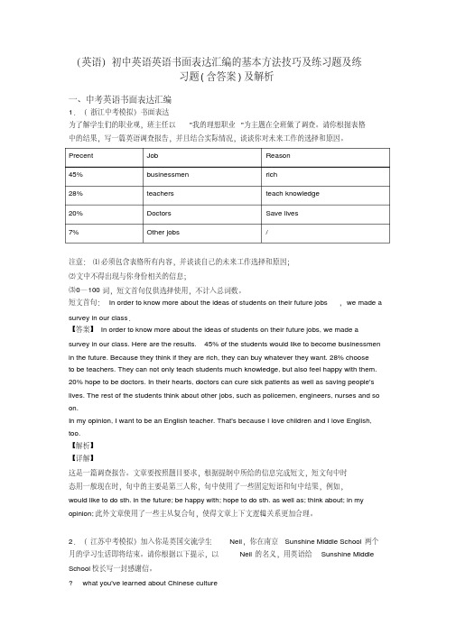 (英语)初中英语英语书面表达汇编的基本方法技巧及练习题及练习题(含答案)及解析