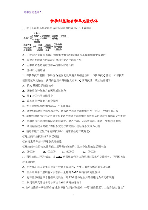 高中生物选修3精品课时作业12：2.2.2 动物细胞融合与单克隆抗体