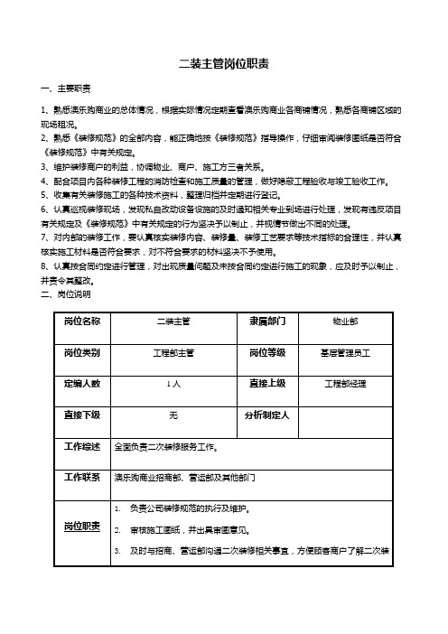 二装岗位职责