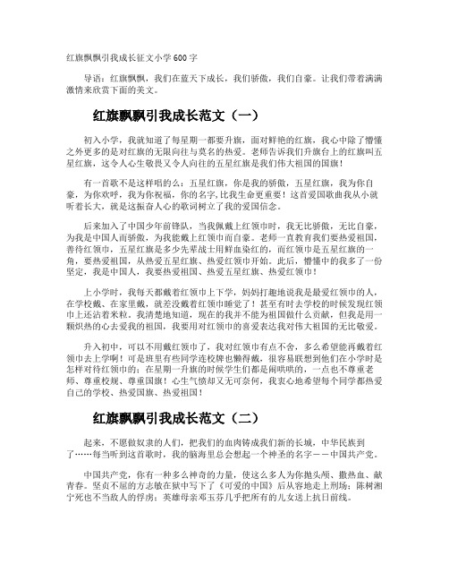 红旗飘飘引我成长征文小学