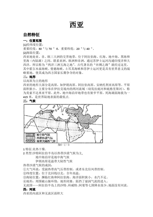 世界地理西亚知识总结
