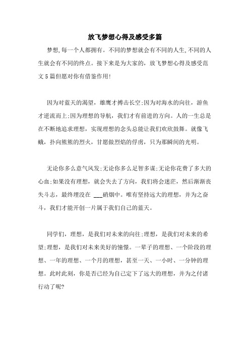 2020年放飞梦想心得及感受多篇