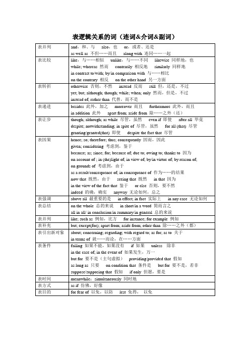 表逻辑关系的词