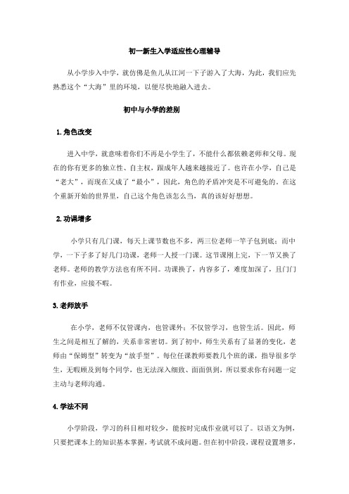 初一新生入学适应性心理辅导