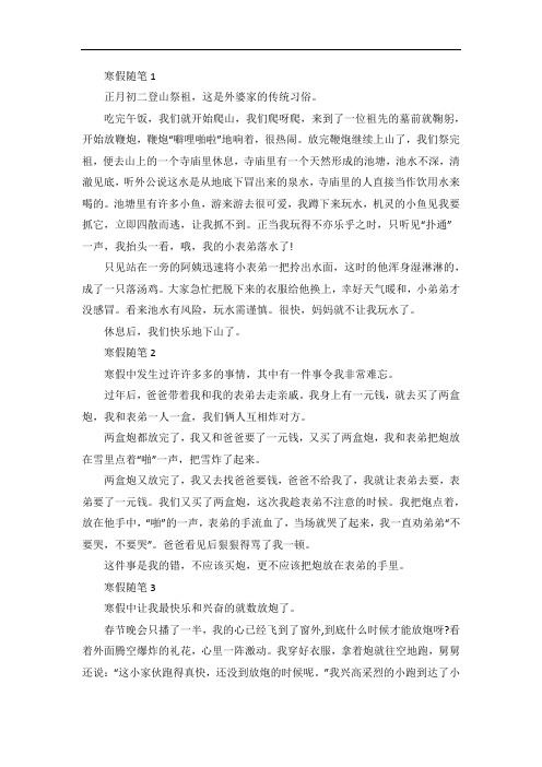 语文随笔寒假模板